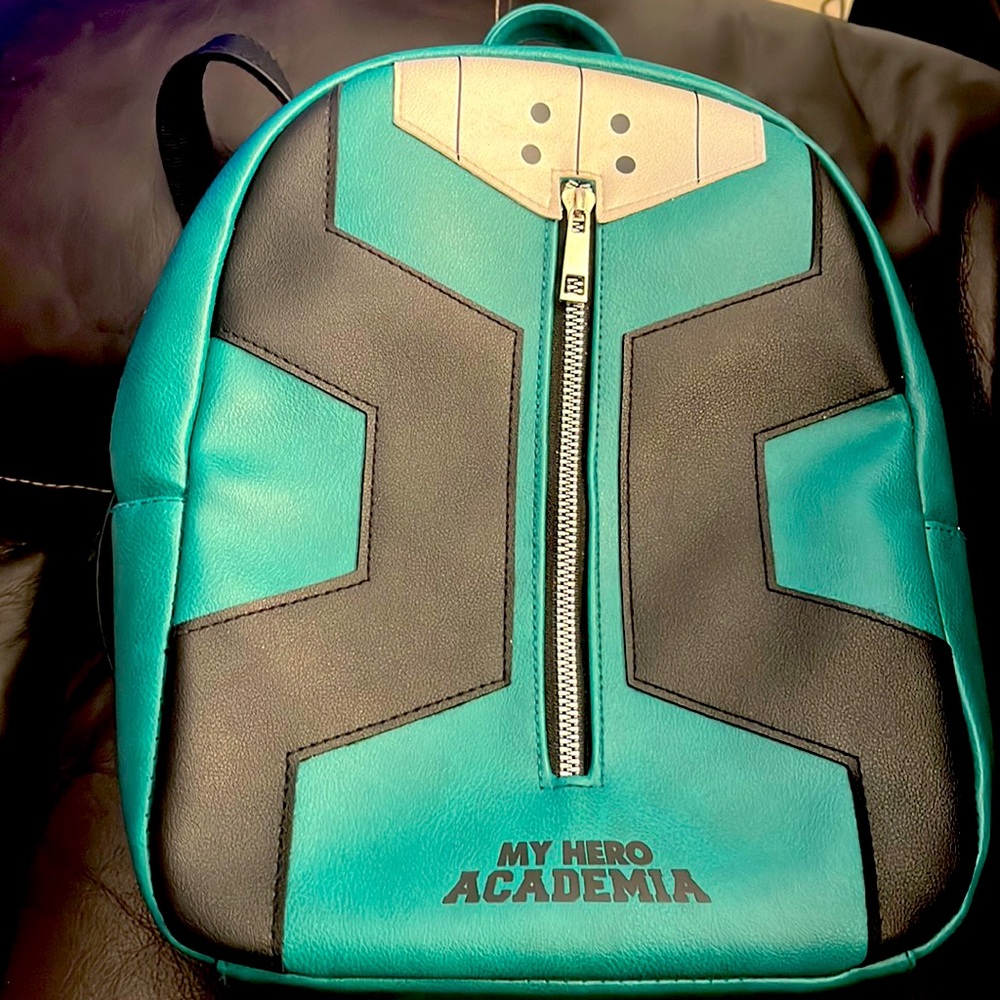 My hero academia book bag from hot topic green silver and black